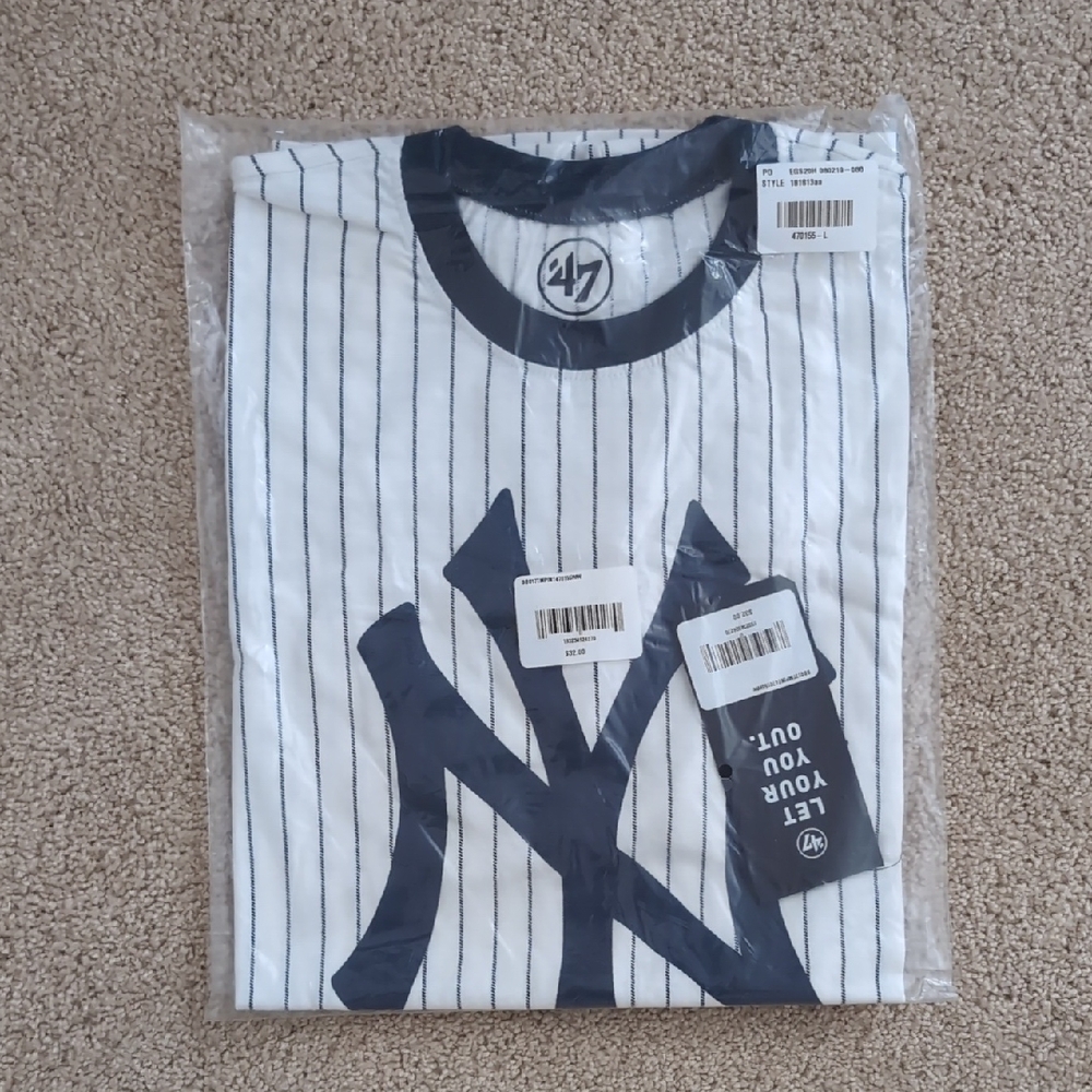 (Final Price) 47 Navy and White Pinstripe Men's Shirt